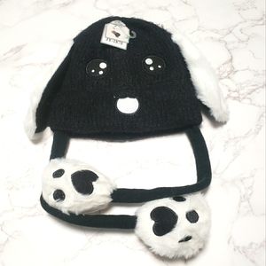 Bunny fur lined kids winter hat.